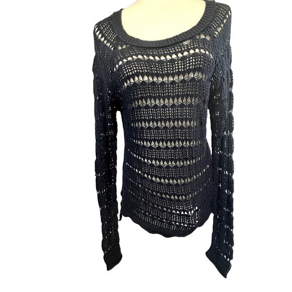 Aeropostale Size Large open weave sweater top pull over long sleeve Blue navy - Picture 1 of 9